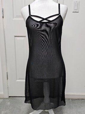 Sexy see through mesh mini dress - O/S